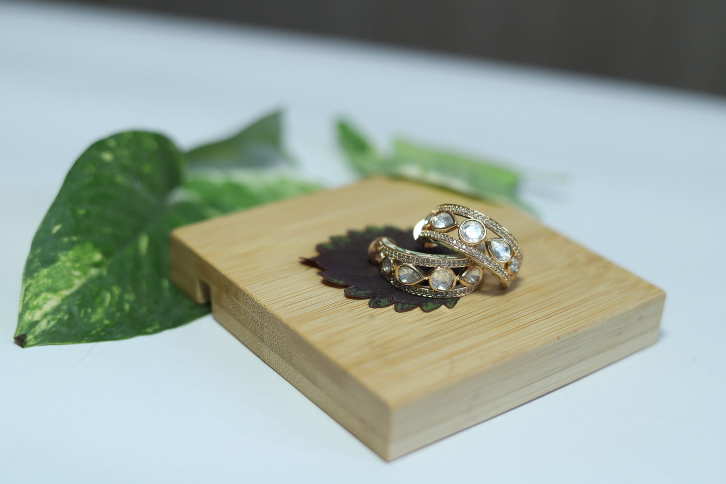 Zoya Floral Polki Moissanite Hoops - 