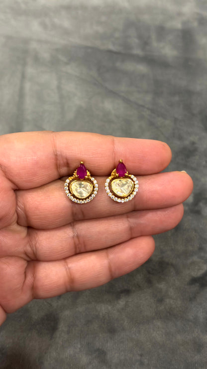 Prisha Ruby Moissanite Stud Earrings - 