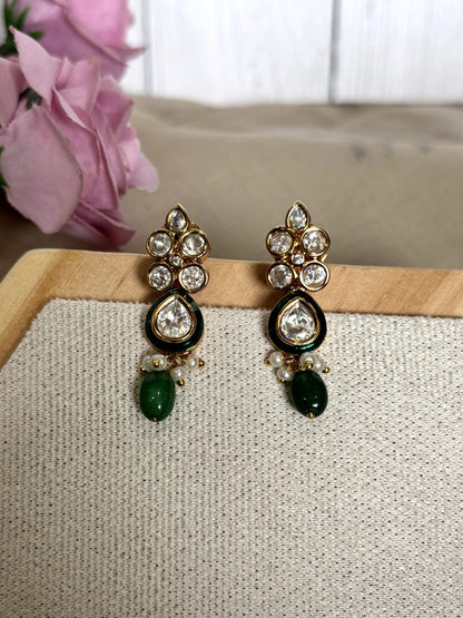Kavya Green Kundan Earrings - 
