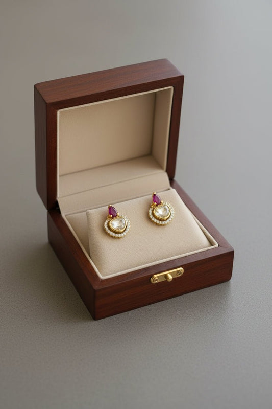 Prisha Ruby Moissanite Stud Earrings - 