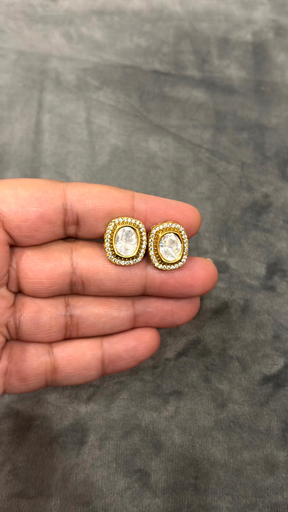 Naira Luxe Halo Moissanite Stud Earrings - 
