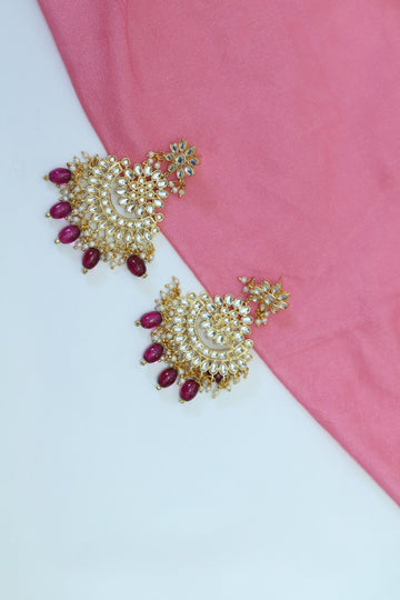 Ira Pearl Kundan Chandbali Earrings - 