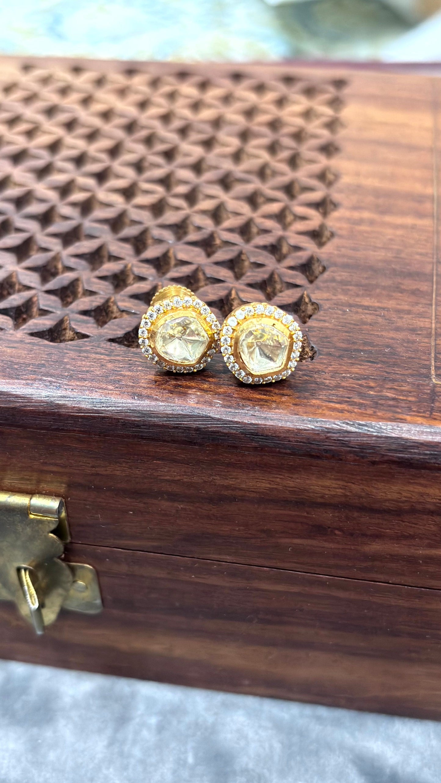 Myra Luxe Halo Moissanite Stud Earrings - 