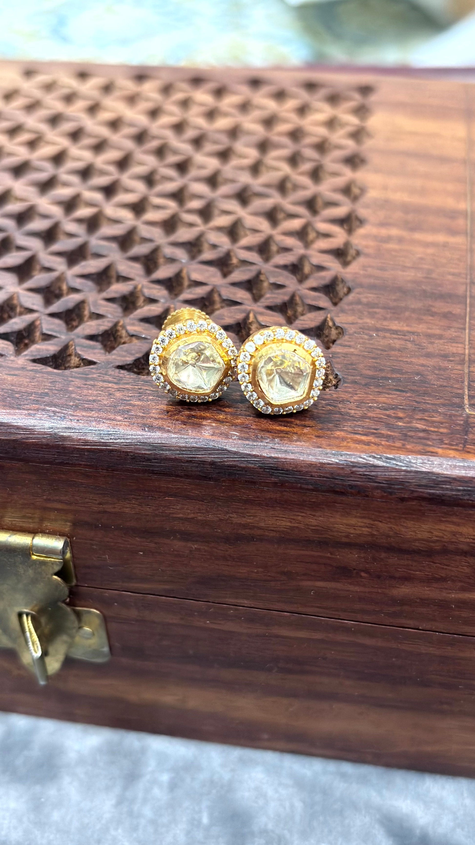 Myra Luxe Halo Moissanite Stud Earrings - 