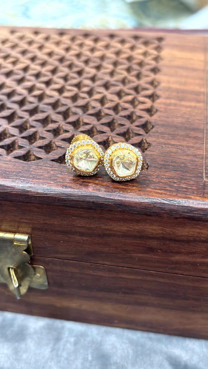 Myra Luxe Halo Moissanite Stud Earrings - 