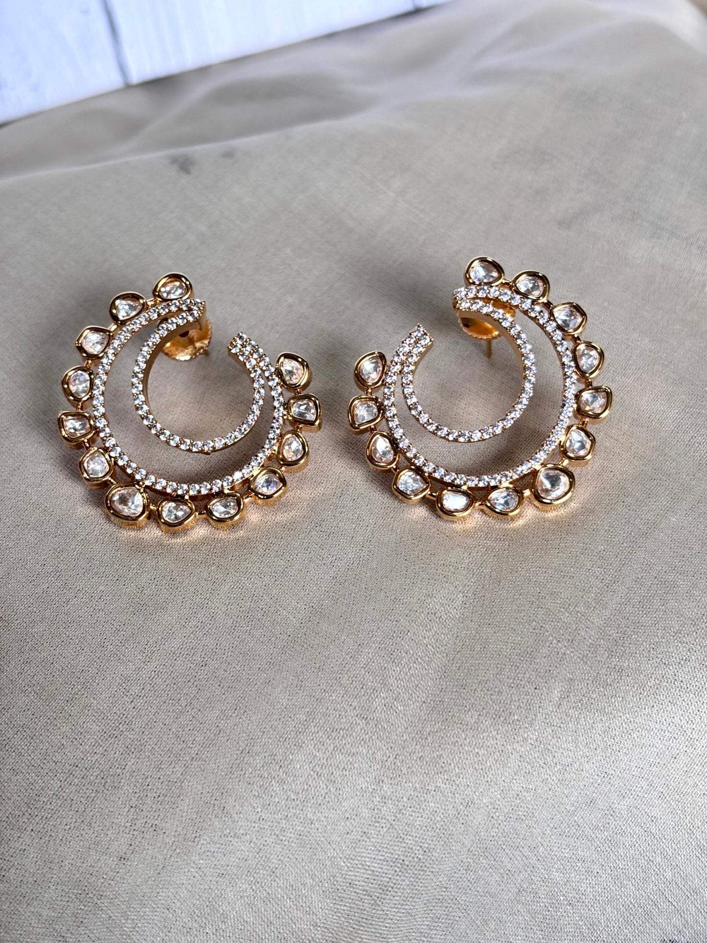 Kyra Statement Polki Moissanite Hoops - 