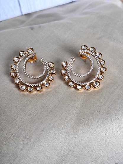 Kyra Statement Polki Moissanite Hoops - 