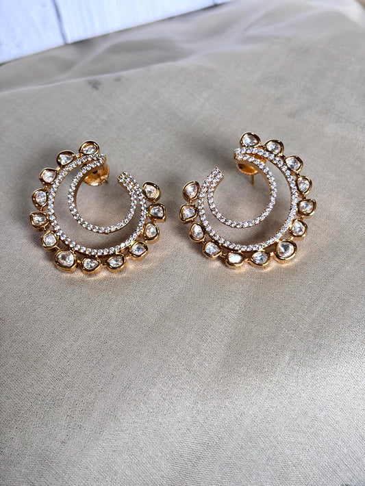 Kyra Statement Polki Moissanite Hoops - 