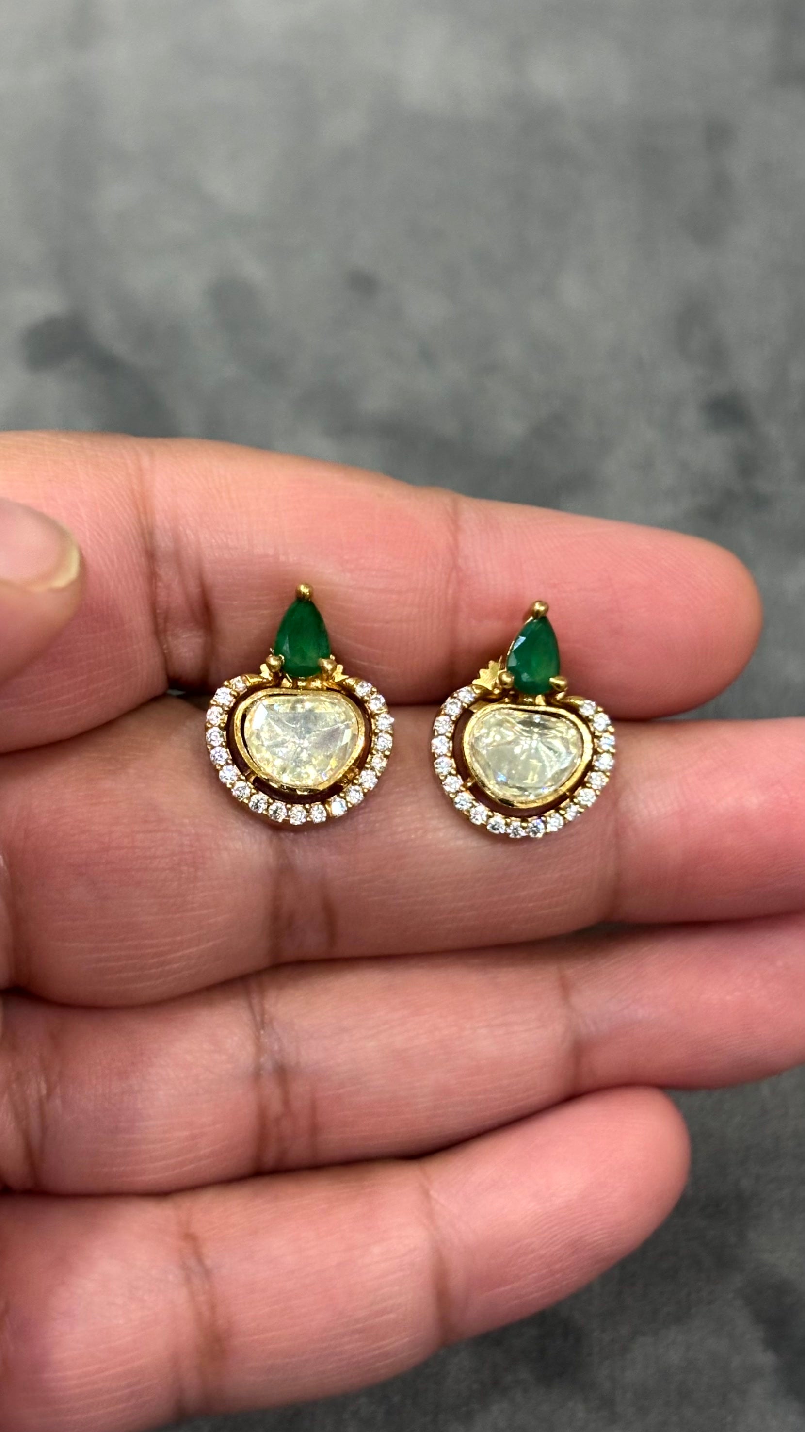 Prisha Emerald Moissanite Stud Earrings - 