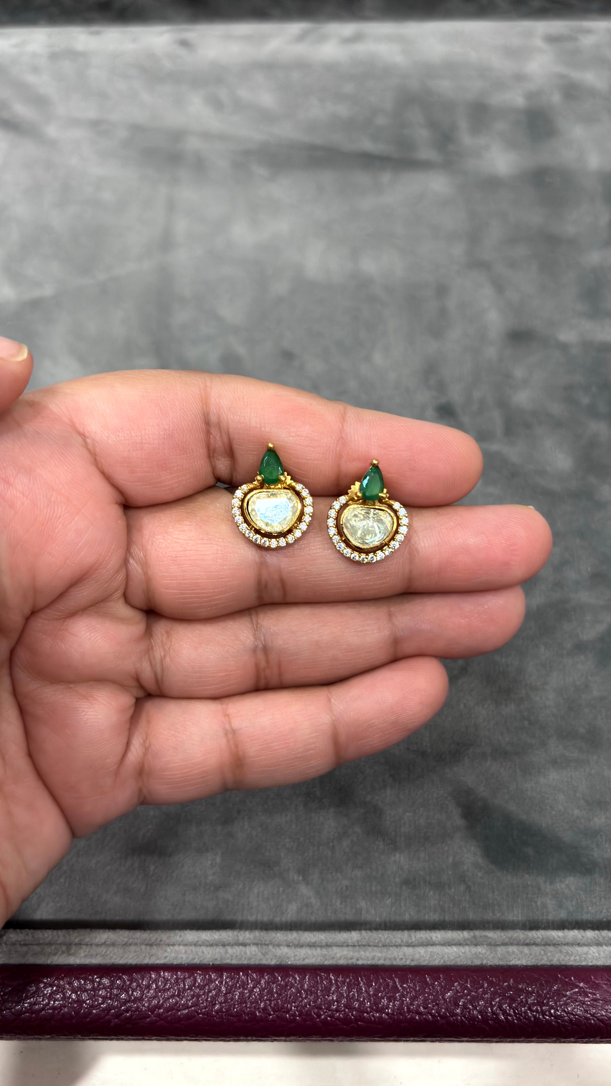 Prisha Emerald Moissanite Stud Earrings - 