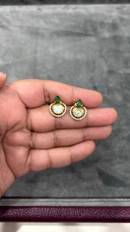 Prisha Emerald Moissanite Stud Earrings - 