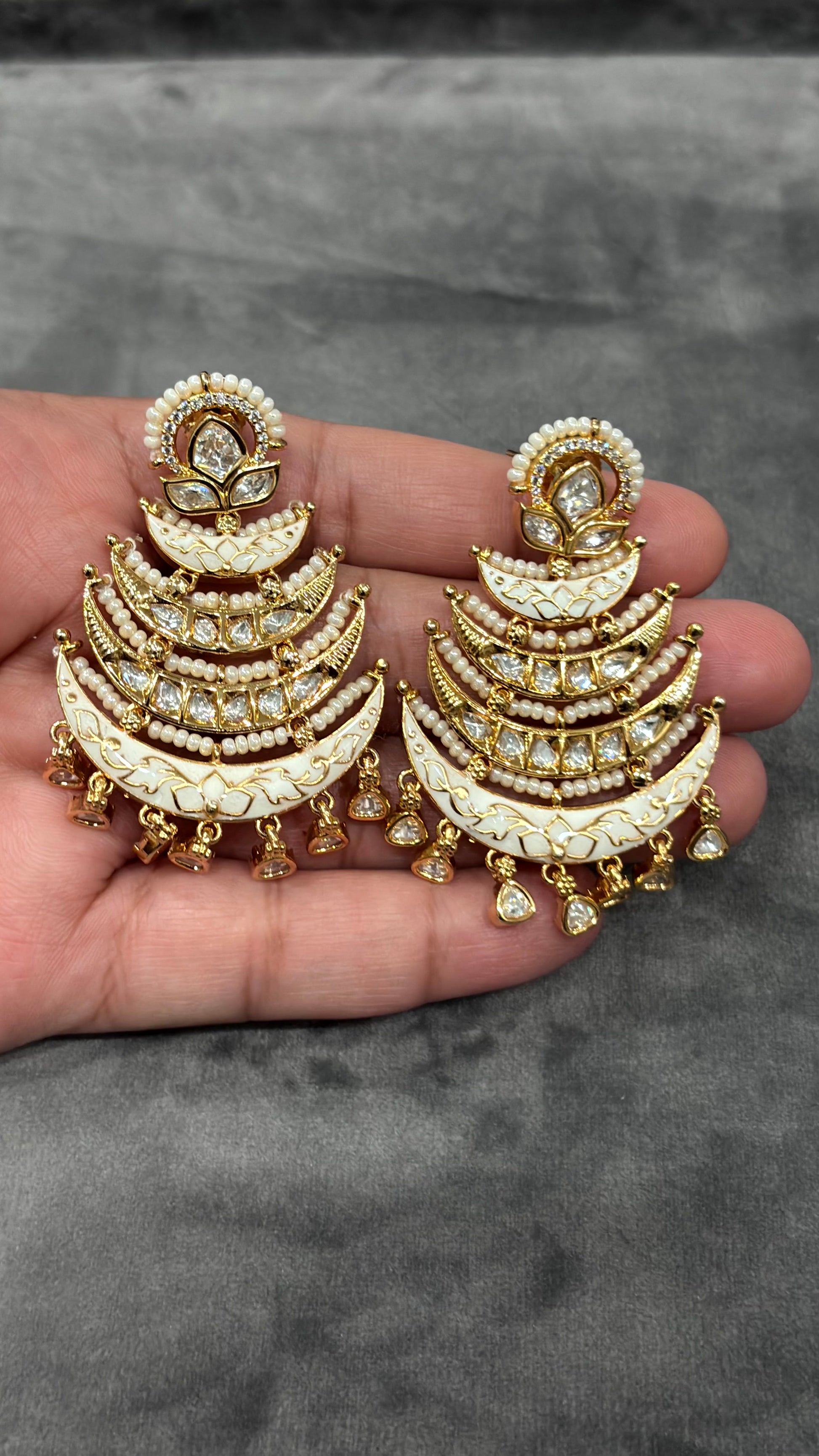 Alaya Layered Moissanite Chandbali Earrings - 