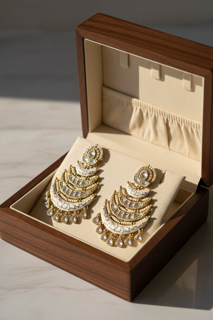 Alaya Layered Moissanite Chandbali Earrings - 