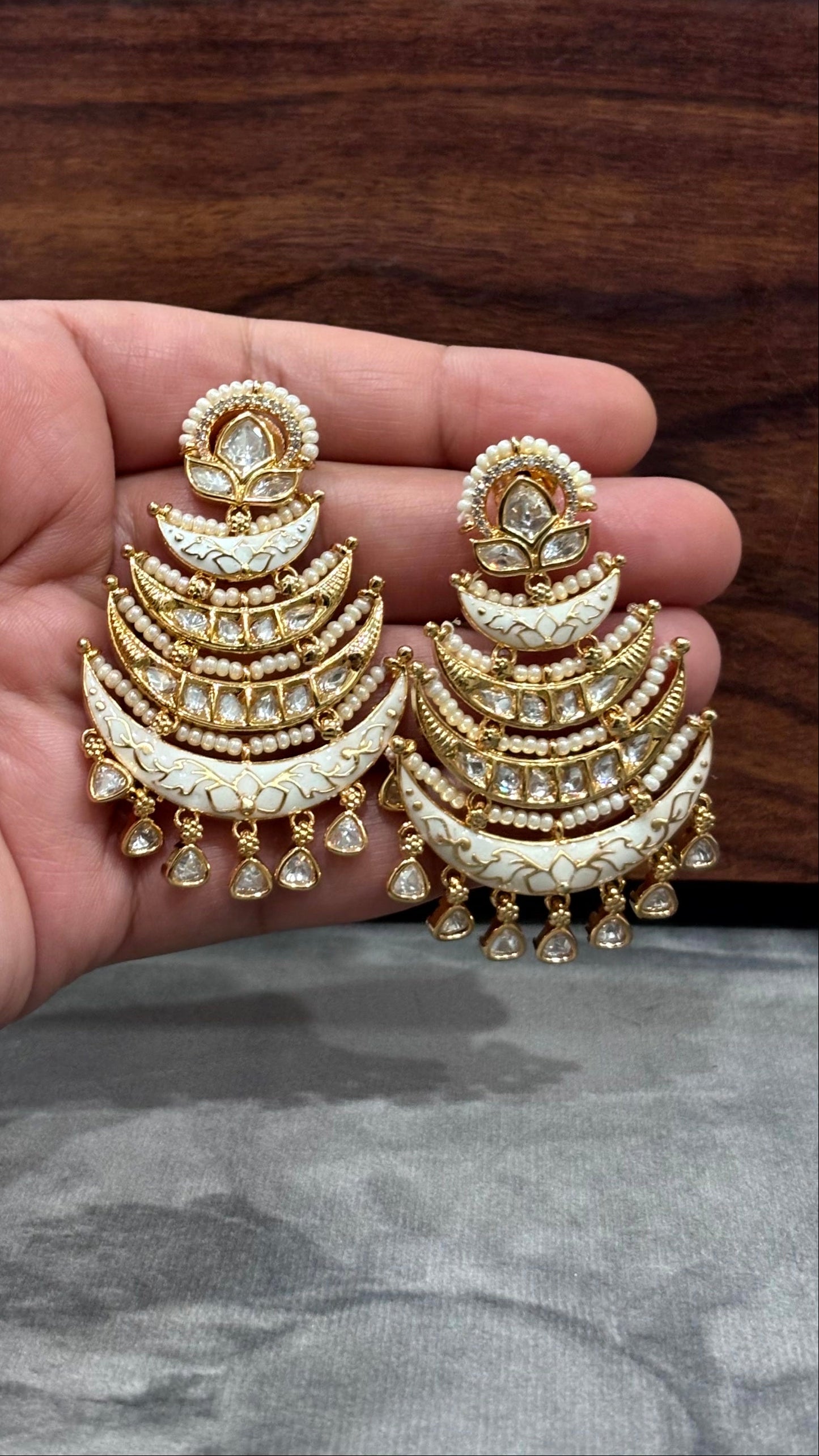 Alaya Layered Moissanite Chandbali Earrings - 