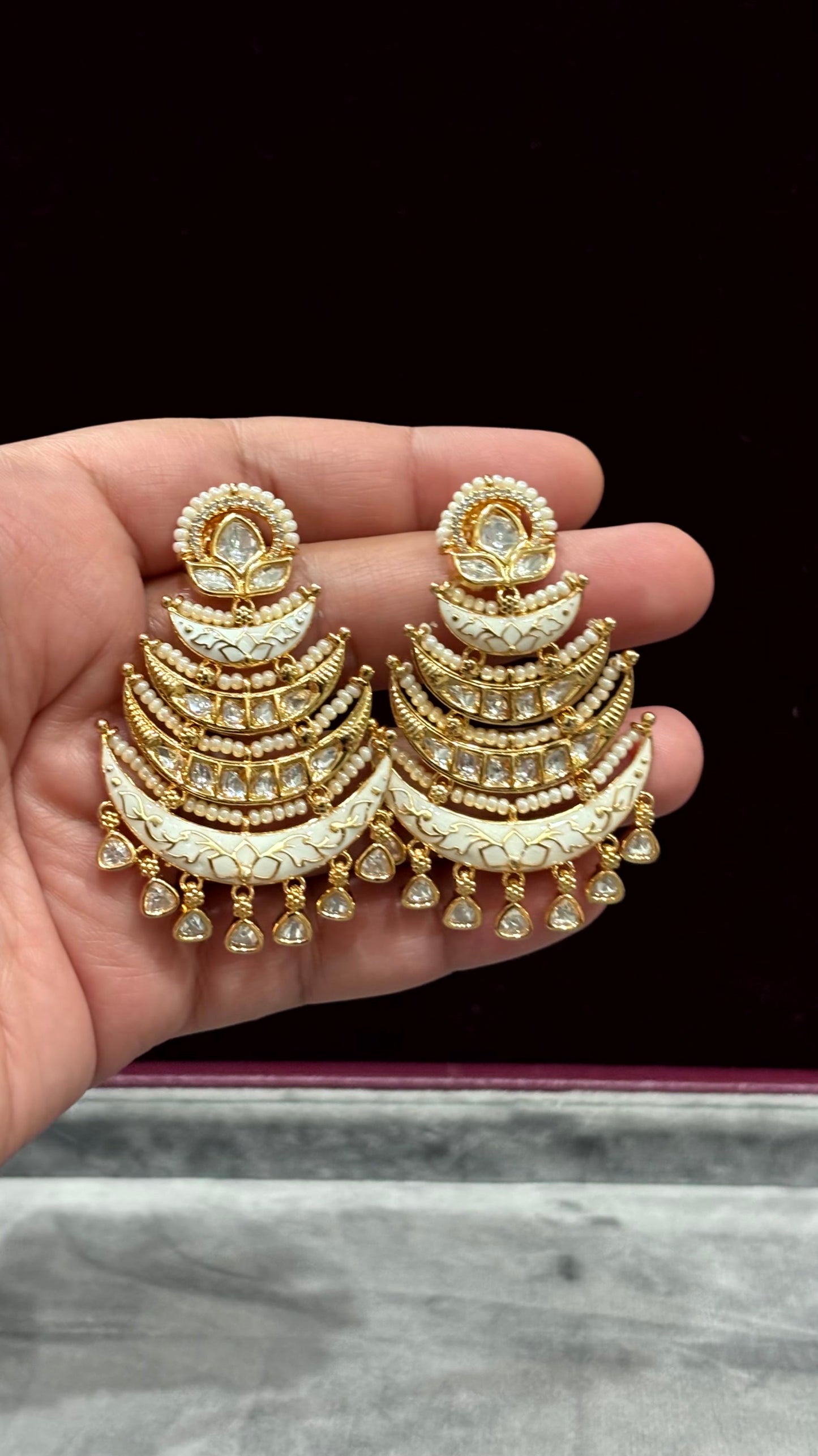 Alaya Layered Moissanite Chandbali Earrings - 