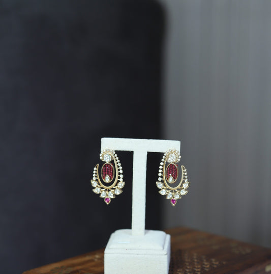 Zoya Paisley Polki Moissanite Earrings - 
