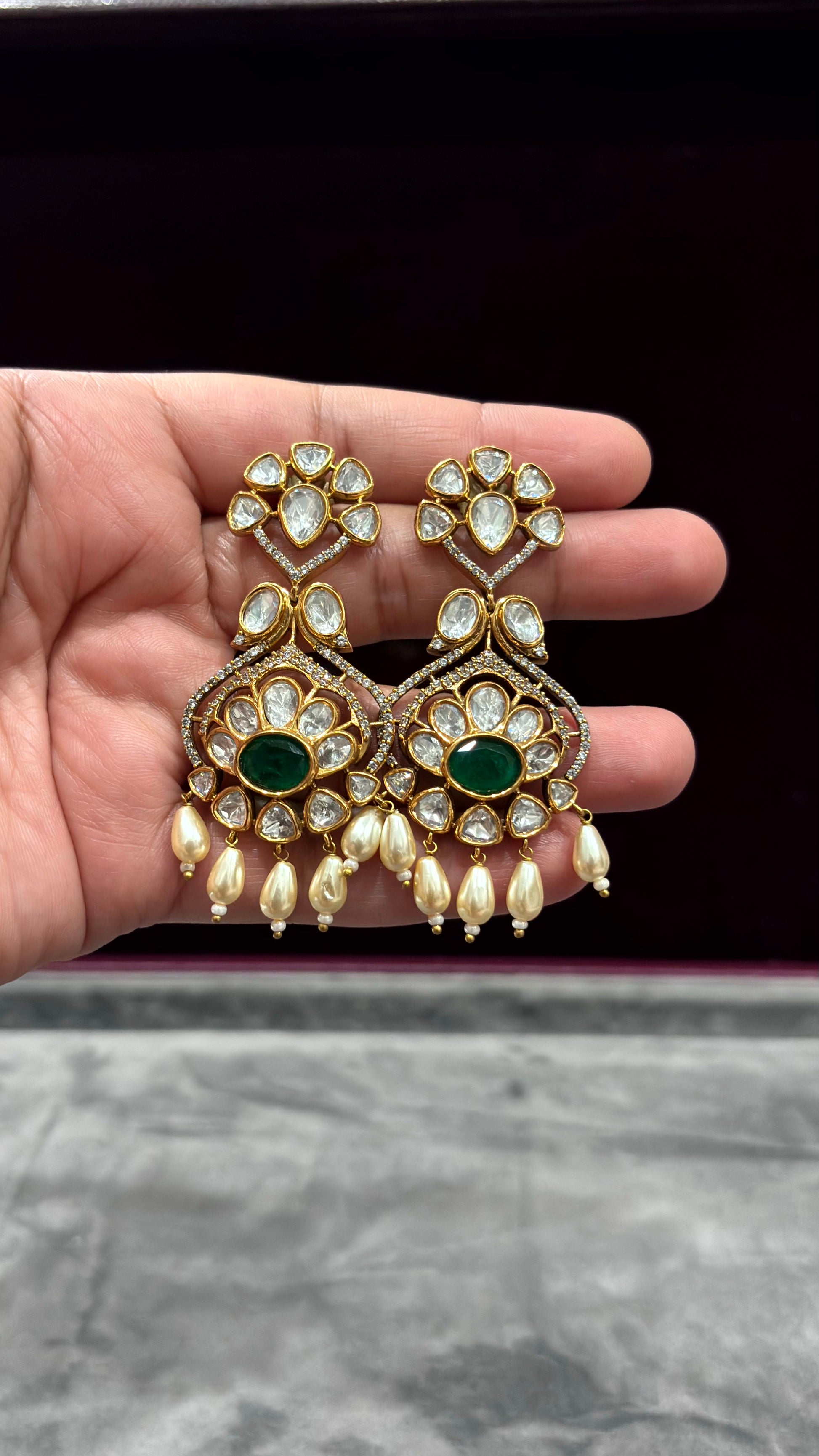 Mahika Luxe Statement Emerald Moissanite Drop Earrings - 
