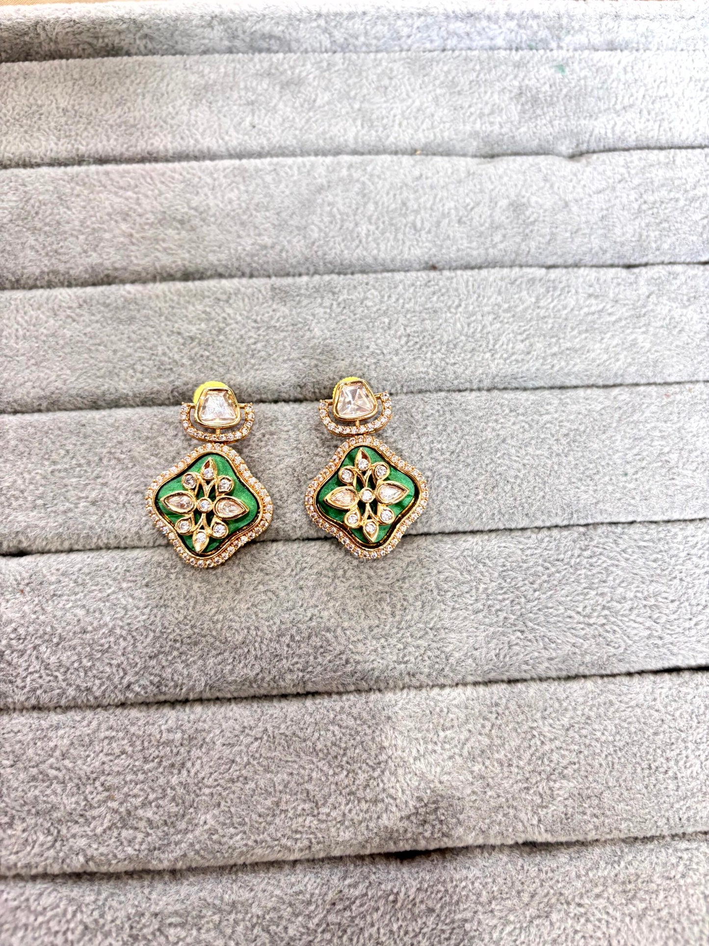 Riya Emerald Floral Studs - 