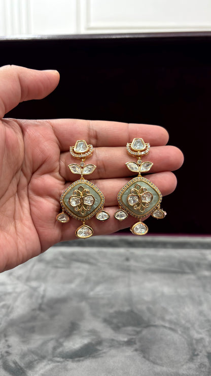 Kiara Mint Luxe Moissanite Drop Earrings - 