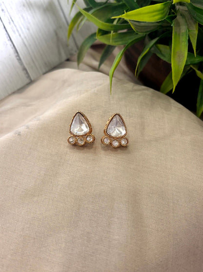 Simran Kundan Pearl Teardrop Studs - 