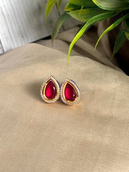 Aarohi Ruby Kundan Studs - 