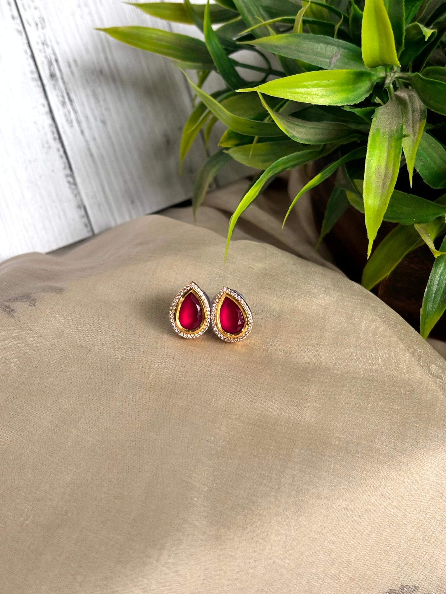 Aarohi Ruby Kundan Studs - 