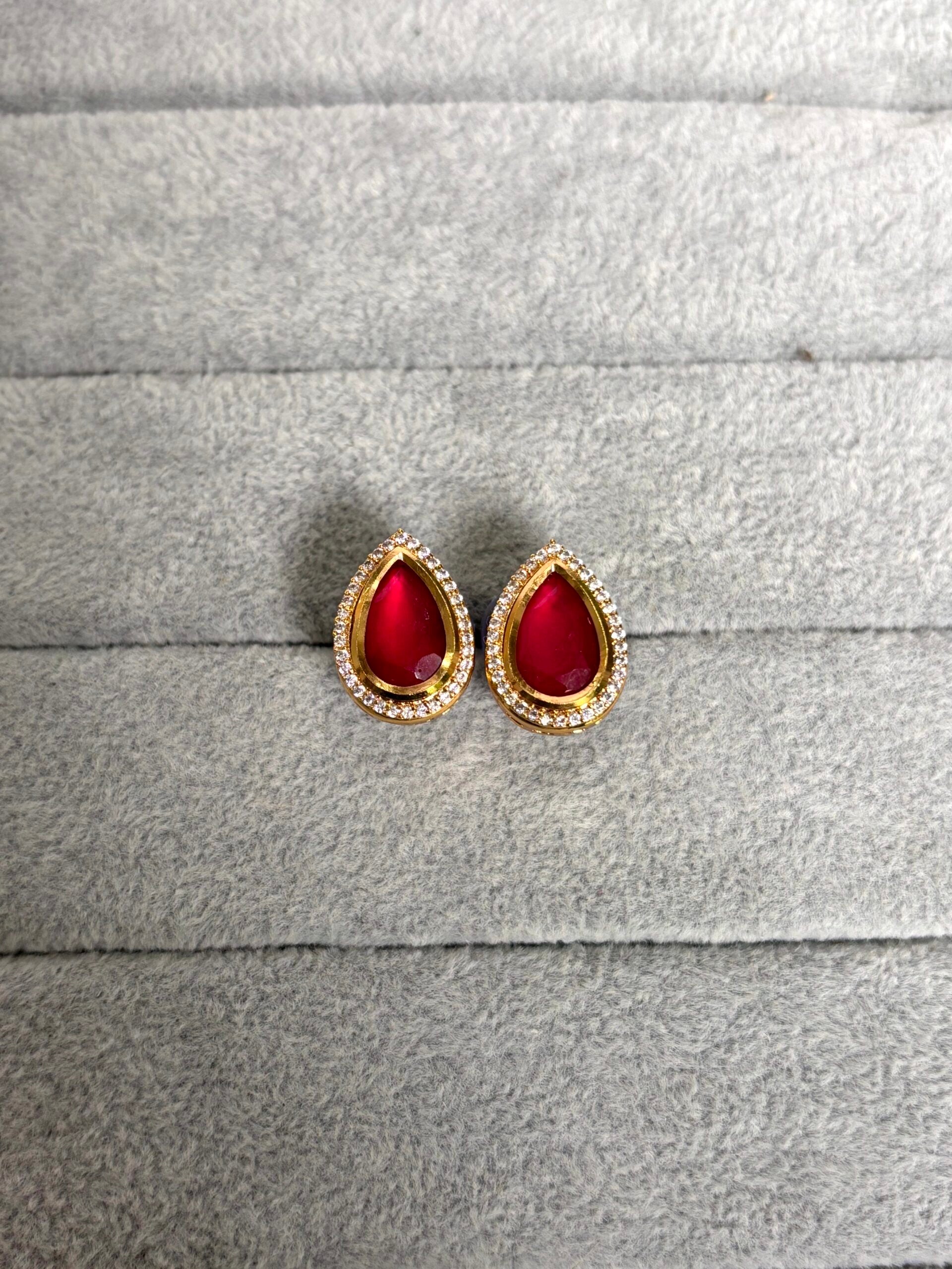 Aarohi Ruby Kundan Studs - 