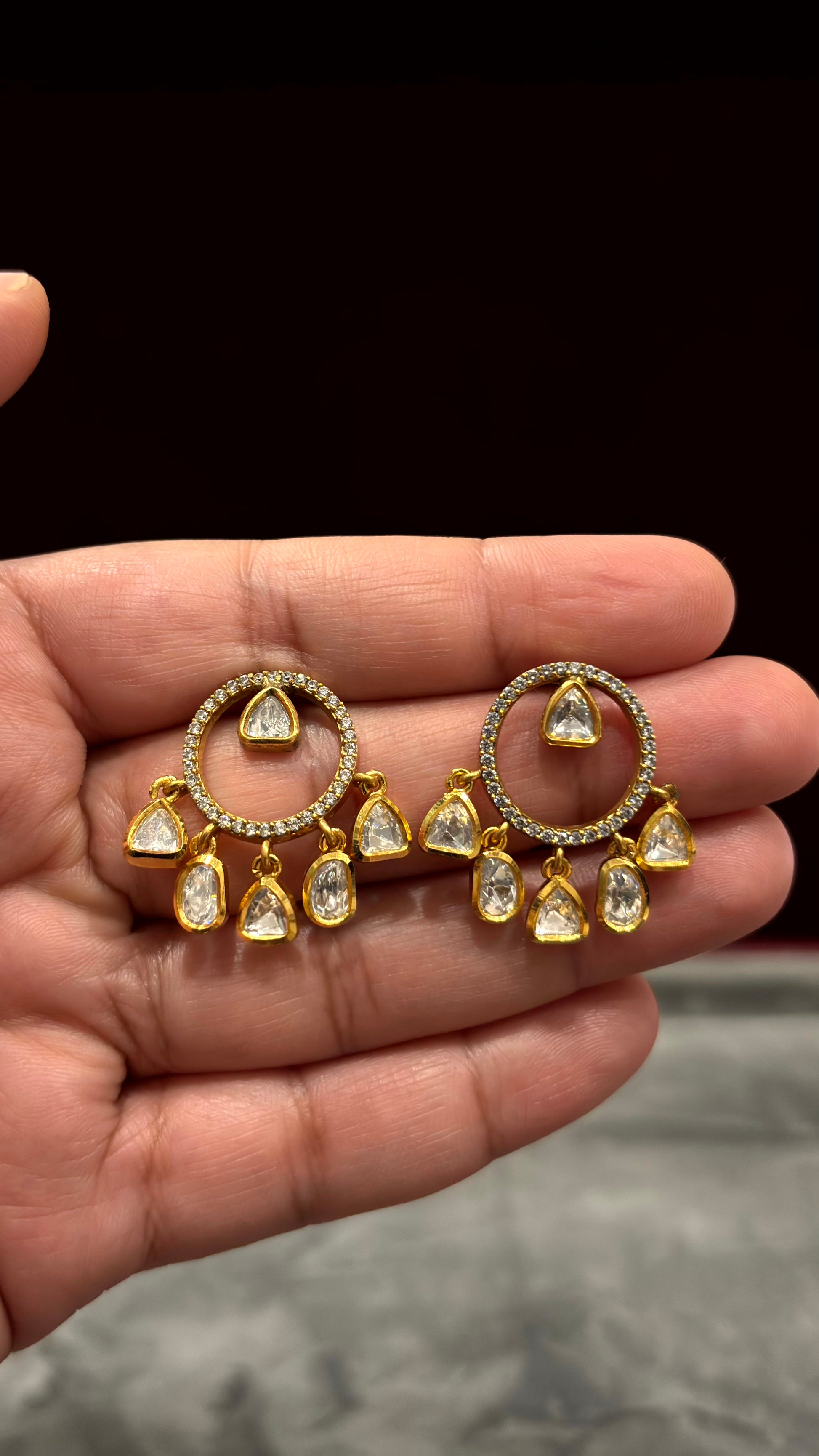 Aadhya Halo Drop Moissanite Earrings - 