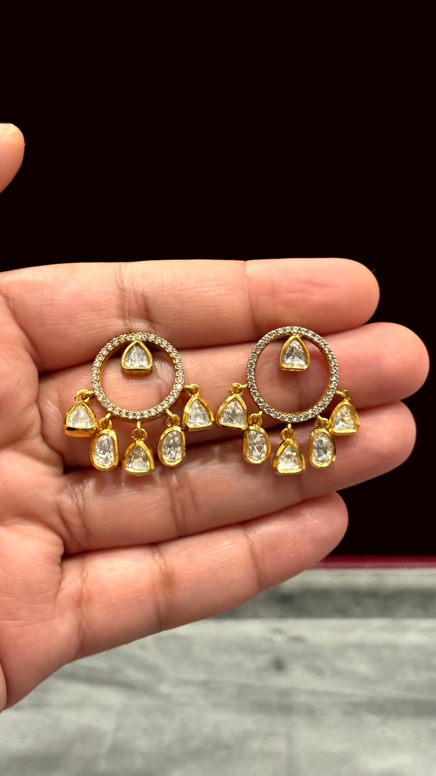 Aadhya Halo Drop Moissanite Earrings - 