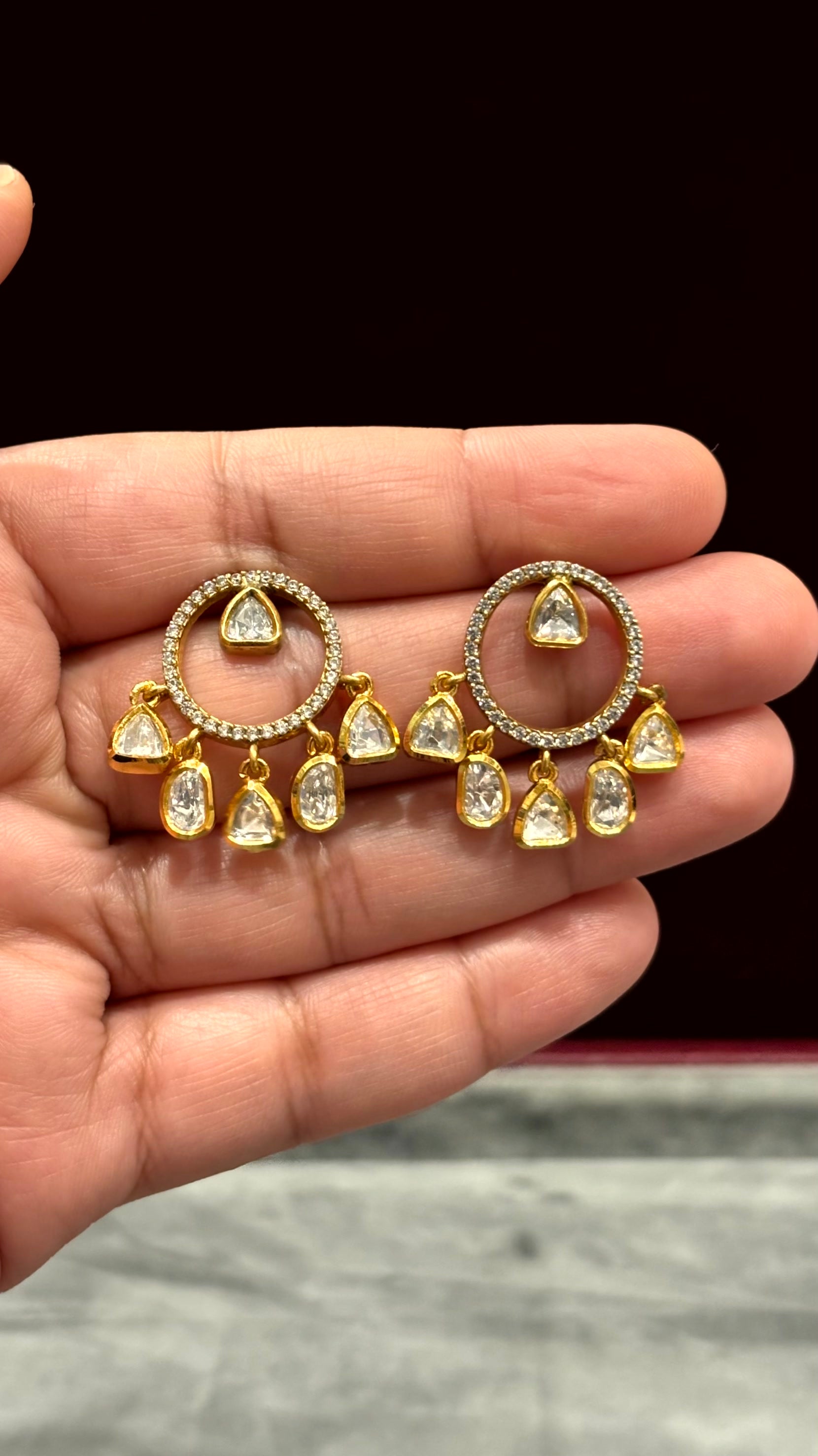 Aadhya Halo Drop Moissanite Earrings - 