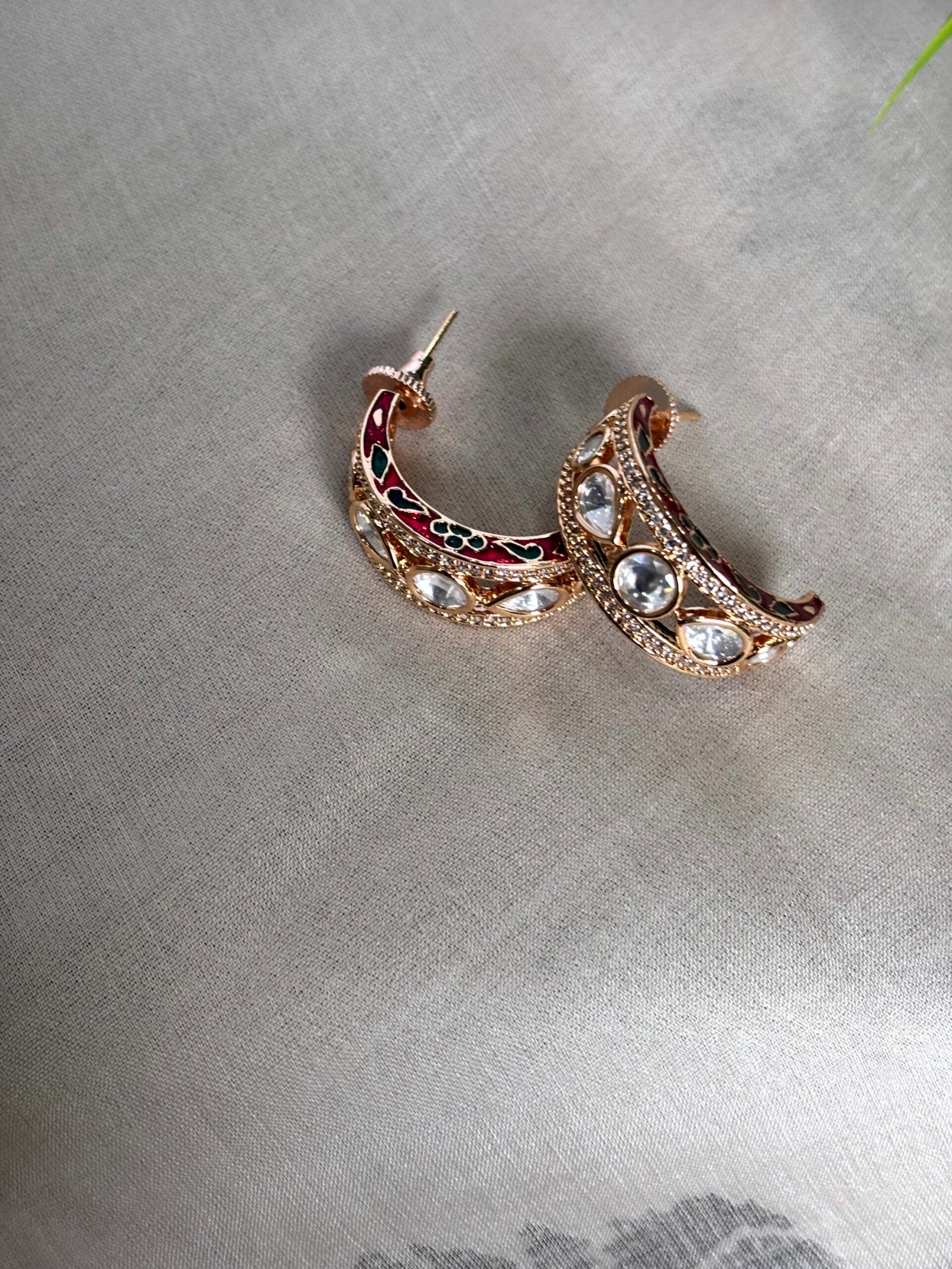 Siya Floral Polki Moissanite Hoops - 