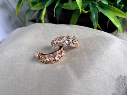 Siya Floral Polki Moissanite Hoops - 