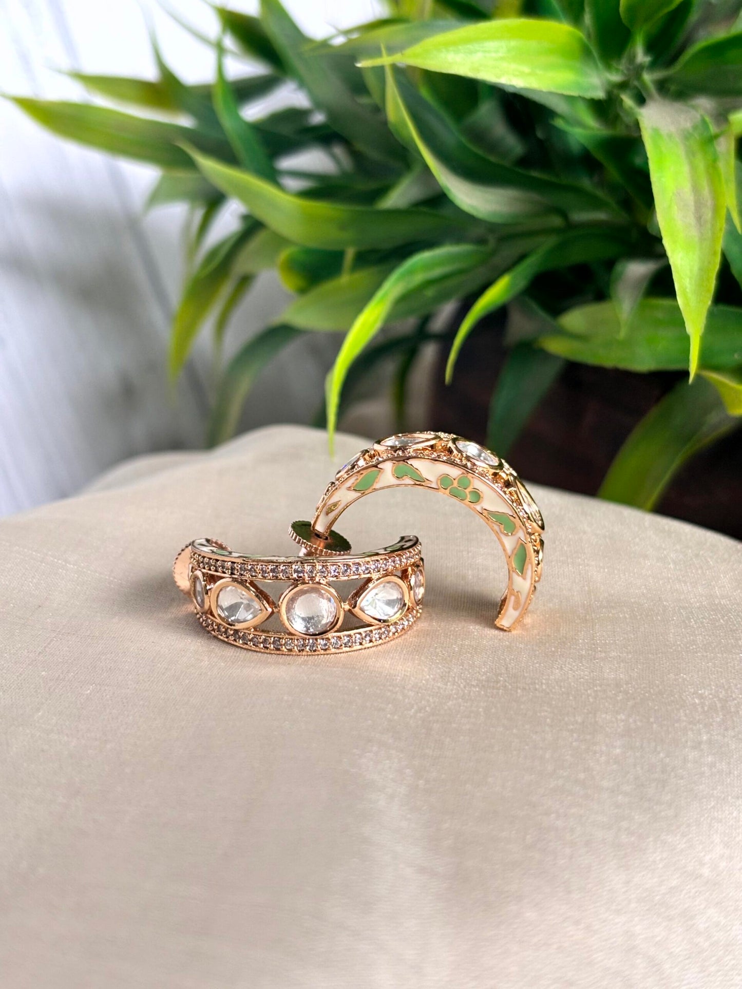 Zoya Floral Polki Moissanite Hoops - 