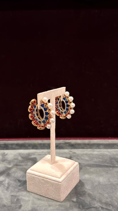 Kavya Pearl Moissanite Hoops - 