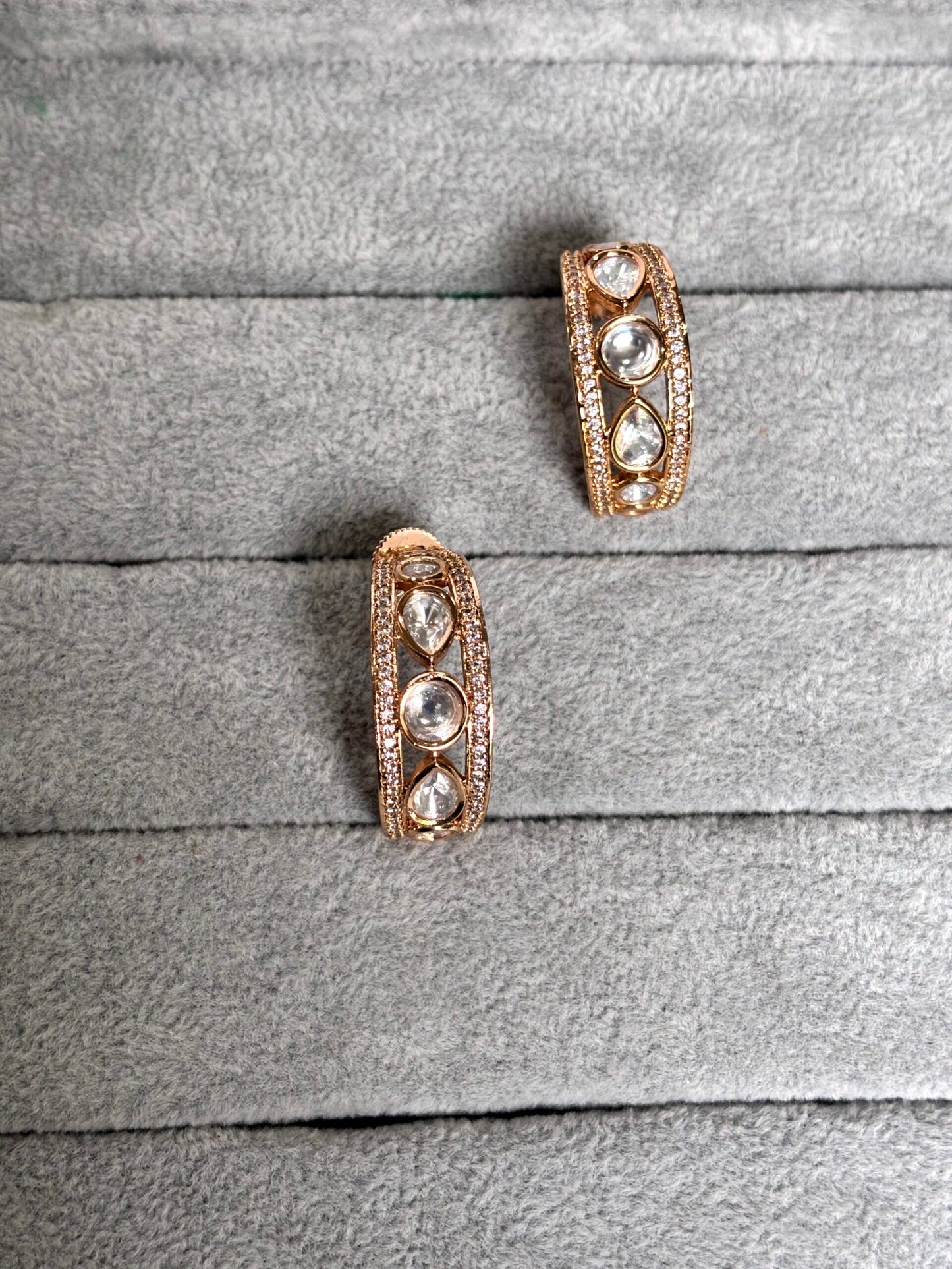 Zoya Floral Polki Moissanite Hoops - 