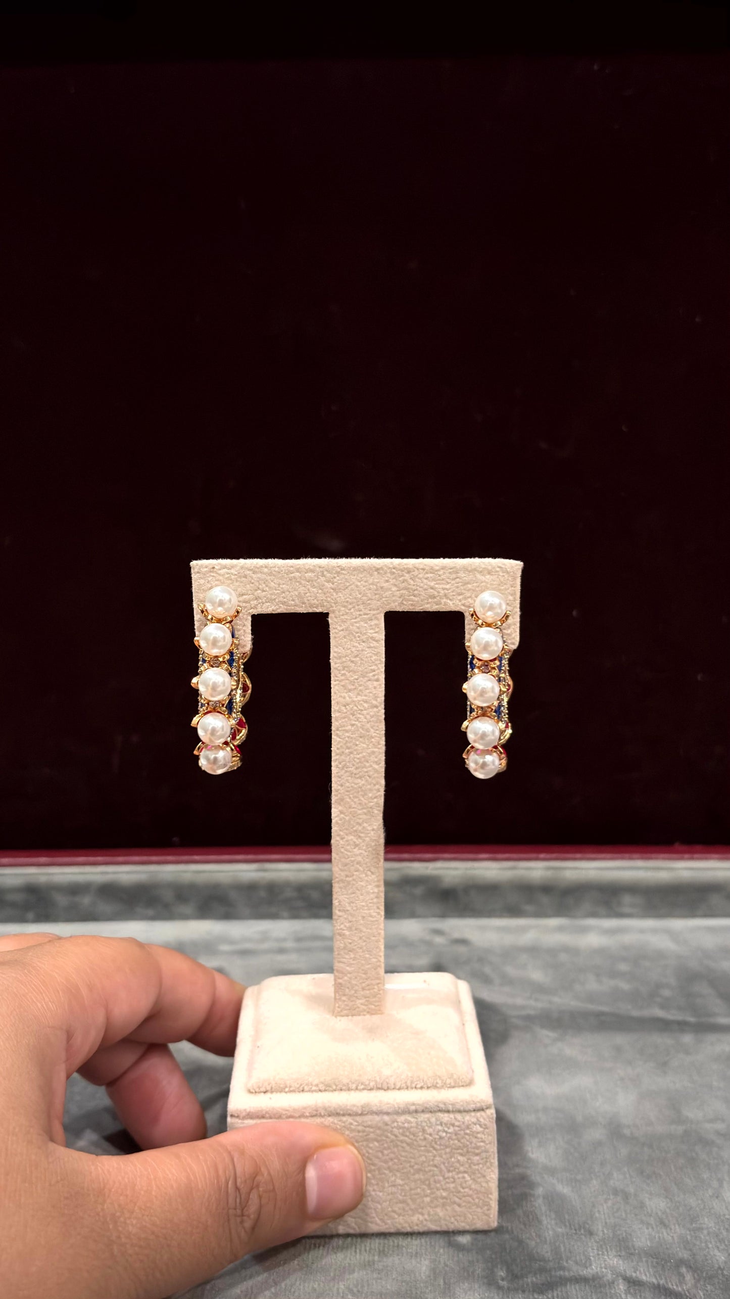 Kavya Pearl Moissanite Hoops - 