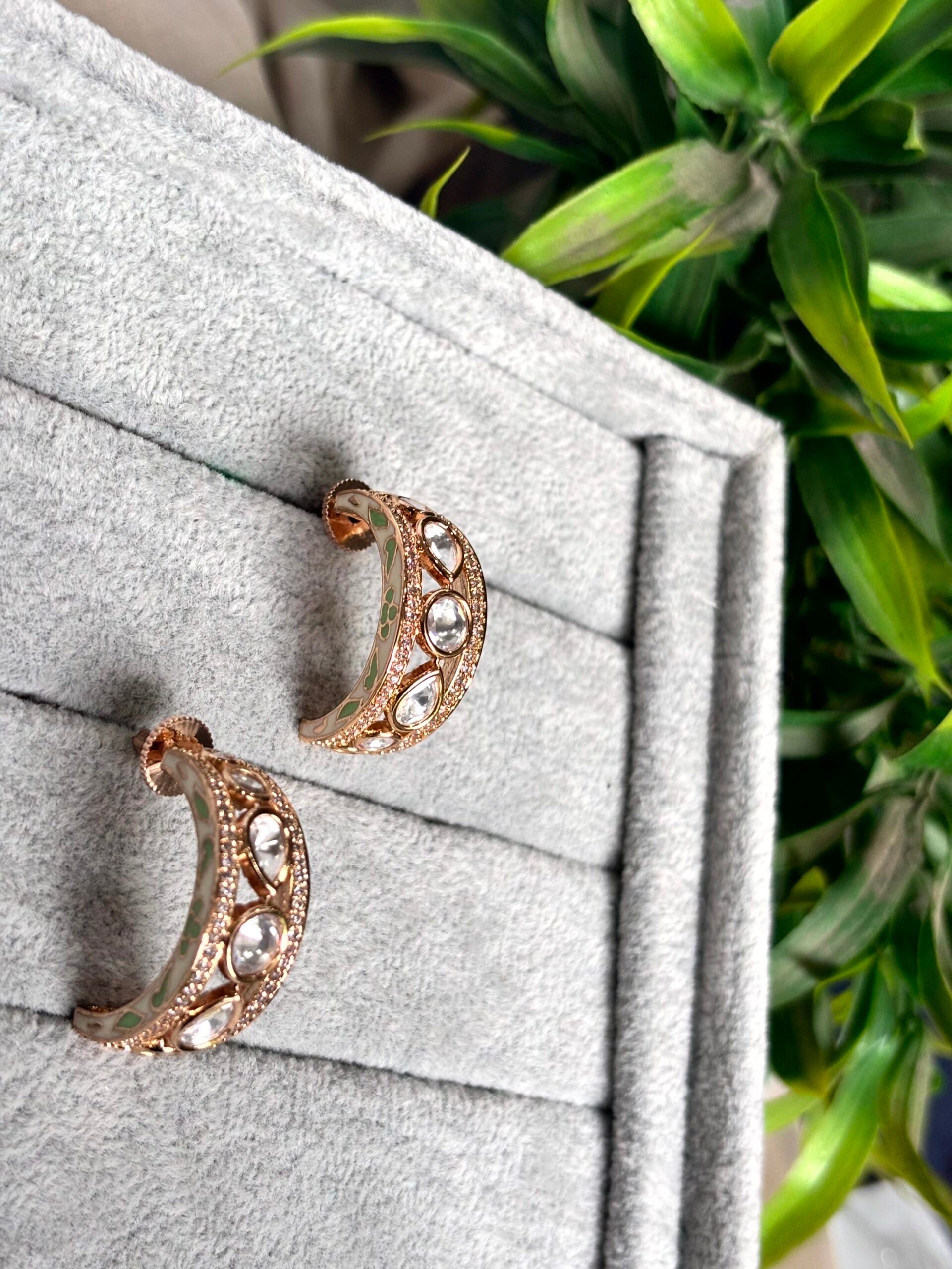 Zoya Floral Polki Moissanite Hoops - 