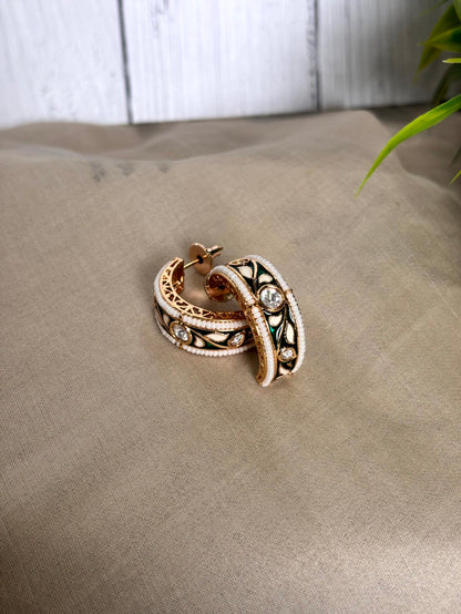 Amara Meenakari Moissanite Hoops - 