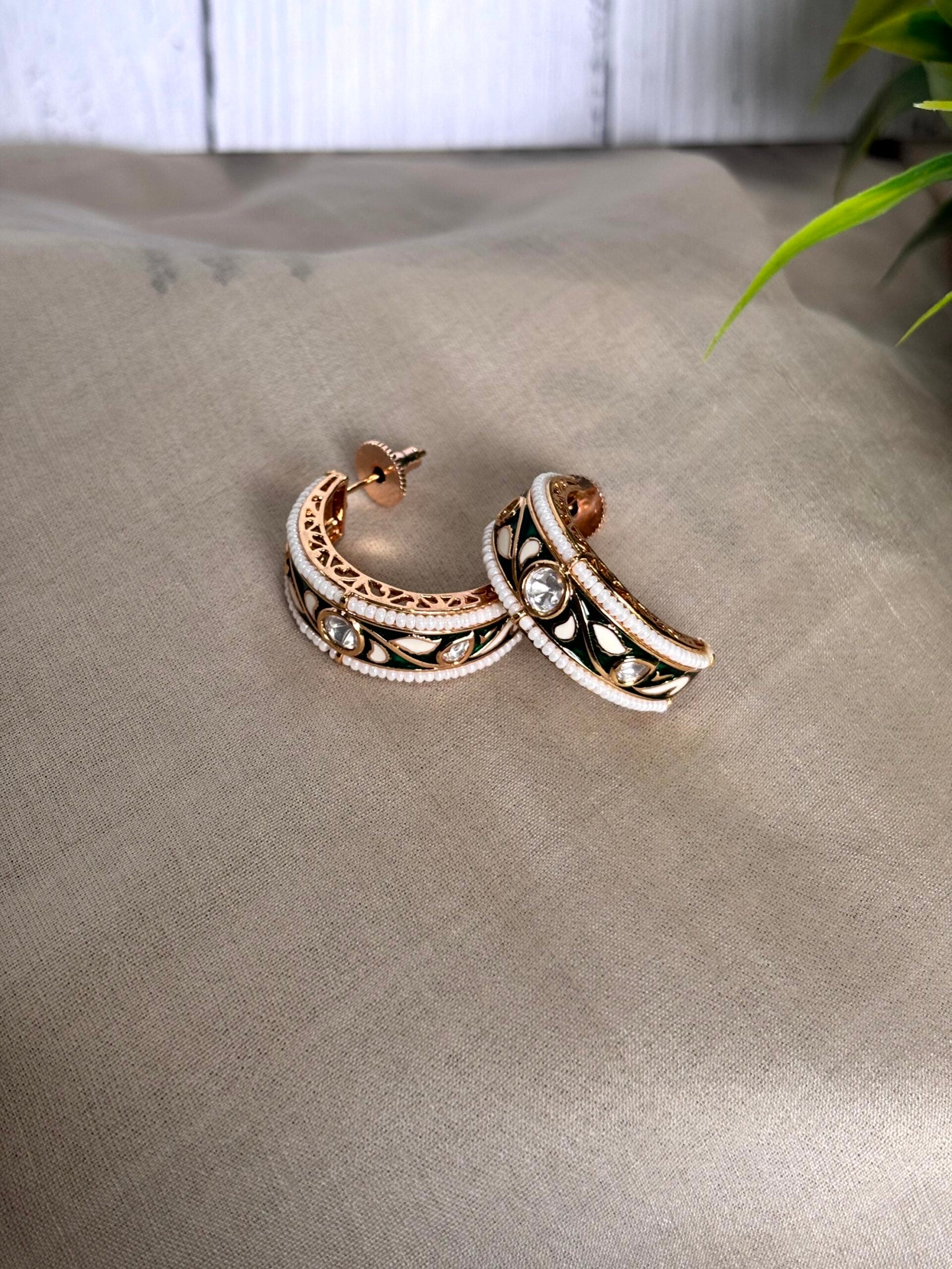 Amara Meenakari Moissanite Hoops - 