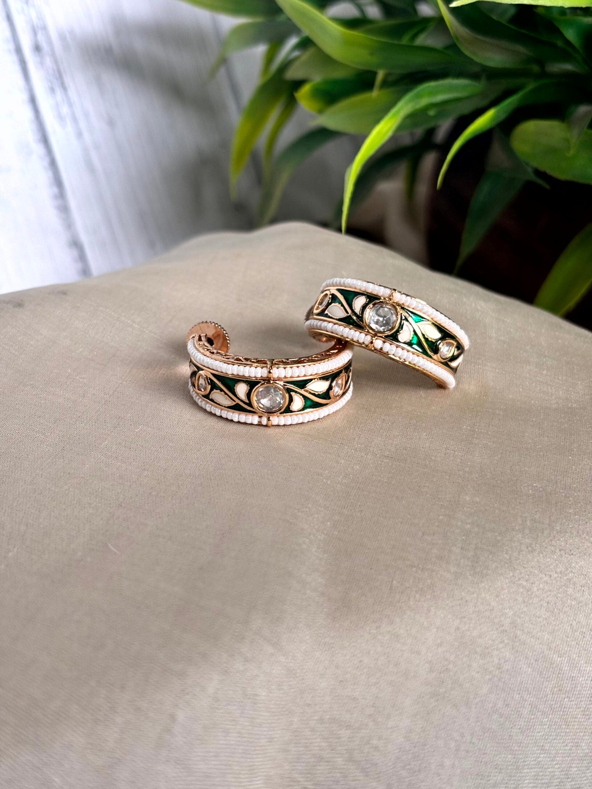 Amara Meenakari Moissanite Hoops - 