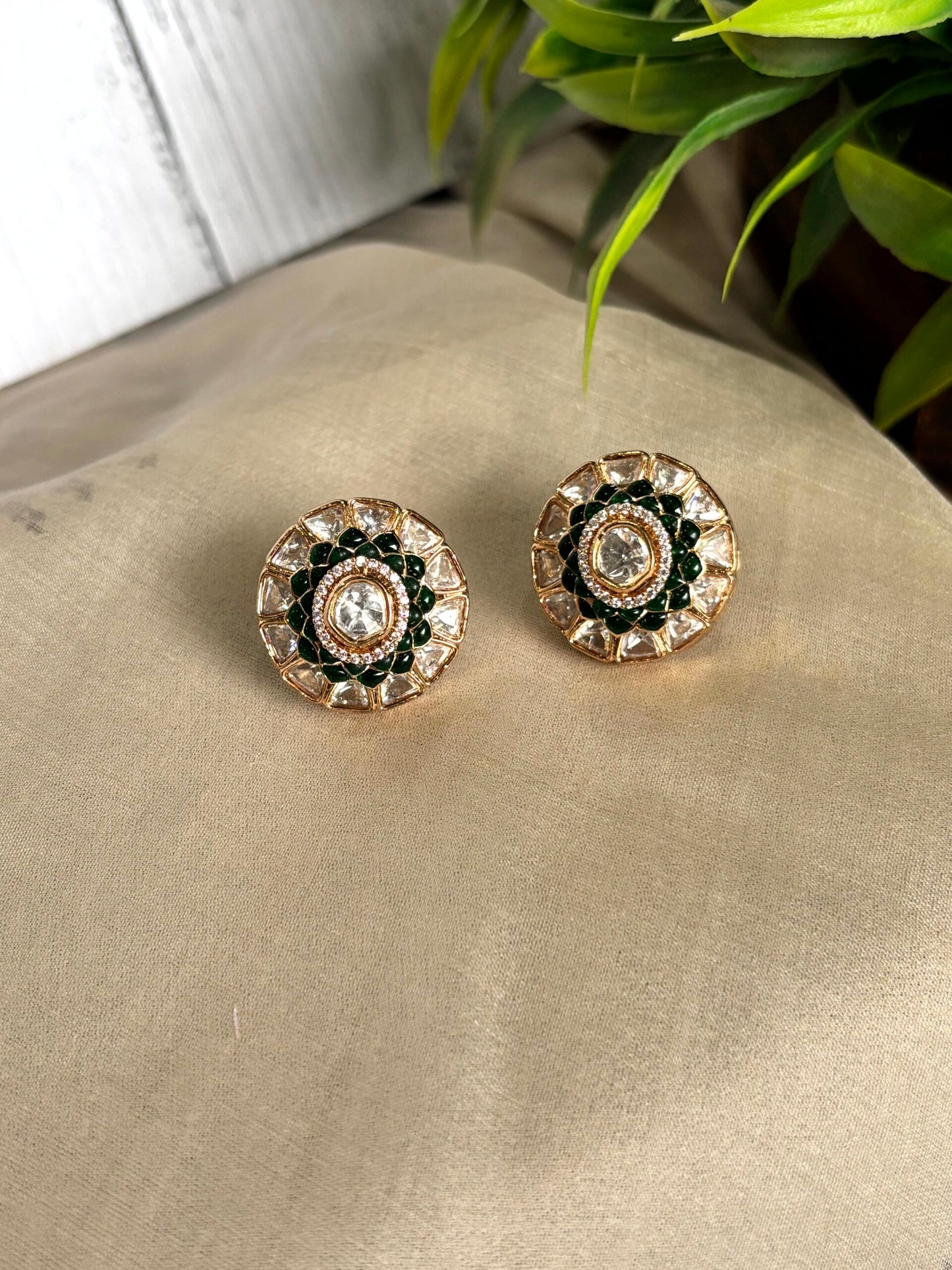 Rhea Polki Moissanite Studs - 