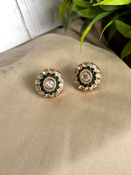 Rhea Polki Moissanite Studs - 