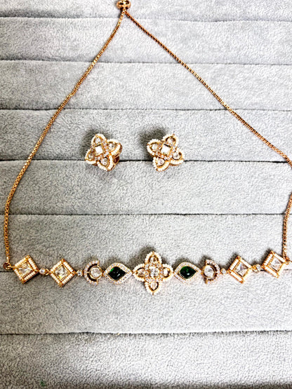 Avni Elegant Emerald Moissanite Necklace Set - A-25-N-O-1NNHH-BJ