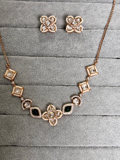 Avni Elegant Emerald Moissanite Necklace Set - A-25-N-O-1NNHH-BJ