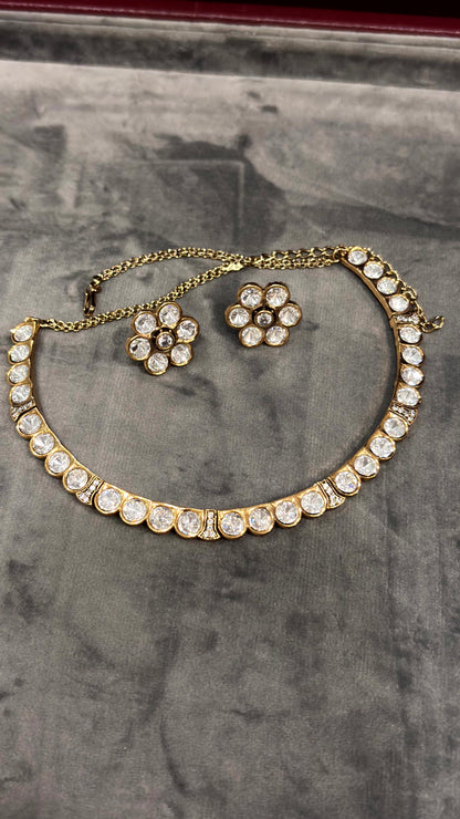 Avni Floral Moissanite Necklace Set - 