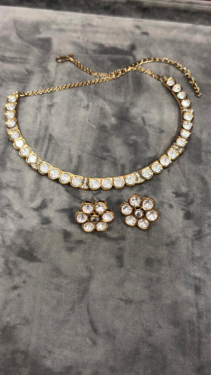 Avni Floral Moissanite Necklace Set - 