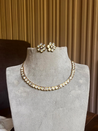 Avni Floral Moissanite Necklace Set - 