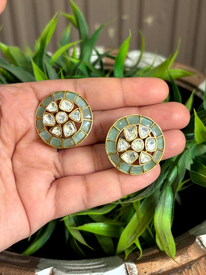 Kaisha Mint Moissanite Stud Earrings - 