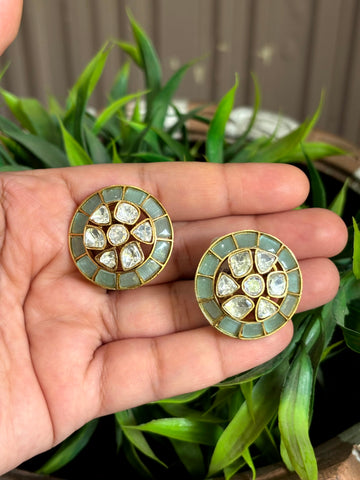 Kaisha Mint Moissanite Stud Earrings - 