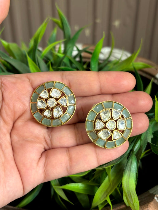 Kaisha Mint Moissanite Stud Earrings - 